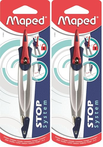 MAPED Compas Stop System pour Mines 2 mm Coloris Aléatoire (Lot de 2)