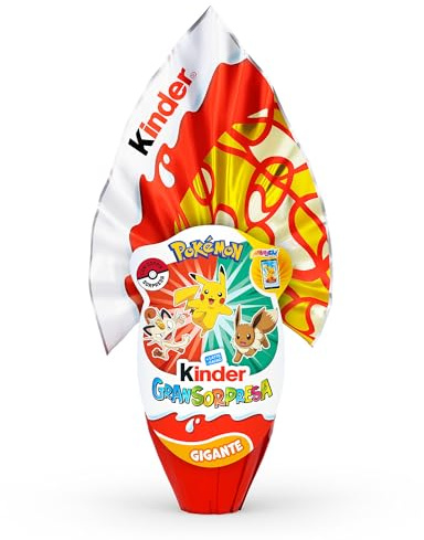Kinder GranSorpresa Gigante Pokemon, Uovo di Pasqua Kinder 2026 di Finissimo Cioccolato al Latte con Doppia Sorpresa Pokemon, 320 g