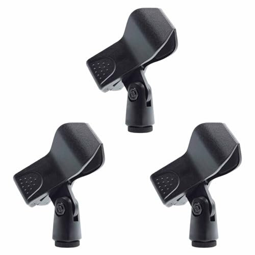 3 PCS Universal Microphone Clip Mic Holder, Mic Clip, Microphone Clip, Mic Holder, Microphone Holder, 3/8 Female Thread Screw Adapter for Microphones, Clamping range 25 to 46 mm (Black)