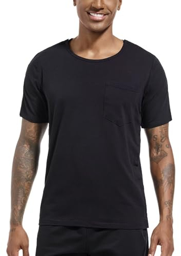 Landofgenie T-Shirt Sportif Homme Post-Opération Épaules - Vêtement Médical à Boutons-Pression pour Chimiothérapie, Rééducation et Convalescence