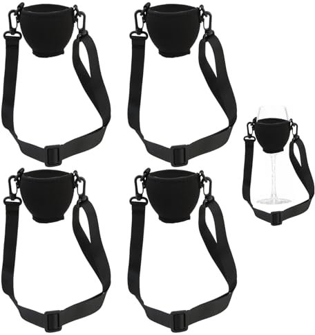 unillea 4 Pièces Porte-Verre à Vin à Suspender, Porte-Verre Portable pour Amateurs de Vin, Porte-Verre pour Anniversaires, Mariages, Fêtes, Festivals