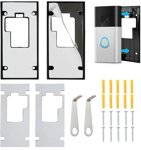 Soporte de timbre sin taladro compatible con el nuevo timbre de video de batería de anillo (versión 2024), placa trasera adhesiva, herramienta de repuesto para llave de timbre, soporte adhesivo para