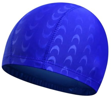 Cuffia da Nuoto da 2 Pezzi for Piscina, Protezione for Capelli, Orecchie, Cappello, Cuffia da Bagno, Cuffia in Nylon per Donna(Blue)