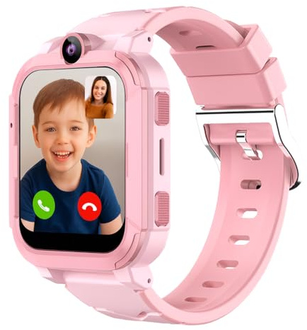 Reloj inteligente Android 4G para niños con tarjeta SIM, rastreador GPS WiFi, video HD y llamadas de voz, IP67 impermeable reloj inteligente para niños con botón SOS, cámara, mensajería, reproductor