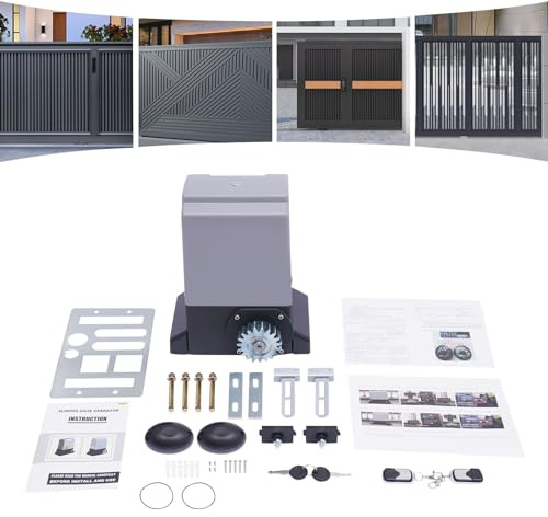 Attuatore per cancello scorrevole elettrico, 750 W, 2000 kg, porta elettrica da garage con 2 telecomandi, apertura cancello scorrevole, motore per scuole, aziende