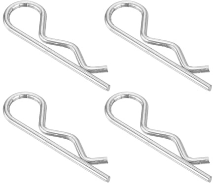 QUARKZMAN 4 Piezas Pasadores De Resorte En Forma De R De Acero Inoxidable 304 4mm X 80mm, Pasadores De Resorte En Forma De R Para Electrodomésticos Automotriz (Plateado)