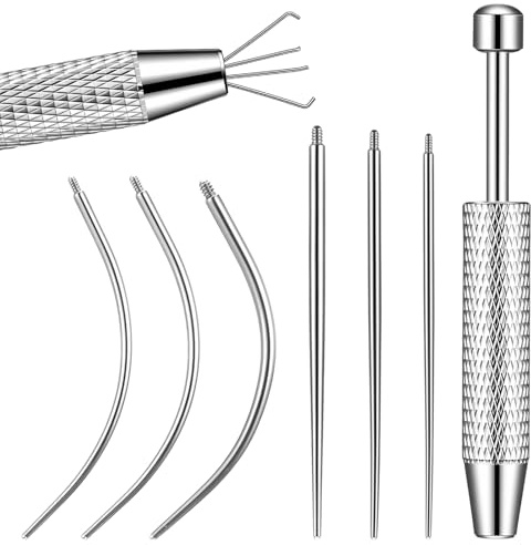 Fiyooau Piercing Ball Grabber Piercings Tools for Changing Jewelry | 16G 18G 20G Flat Back Earring Applicator Tool External Thread Insertion Pin Piercing Kit for Ear Nose Lip Tongue Eyebrow