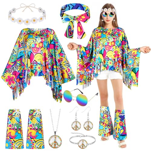 AOOWU Hippie kostym set för kvinnor