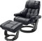 Robas Lund Relaxsessel Calgary XXL mit Hocker, bis 180 kg belastbar, Echtleder schwarz, Gestell Holz schwarz, ‎64038SX5