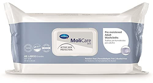 MoliCare Skin Waschlappen, Aloe Vera/Lanolin, 48 Stück, groß 33 x 22 cm