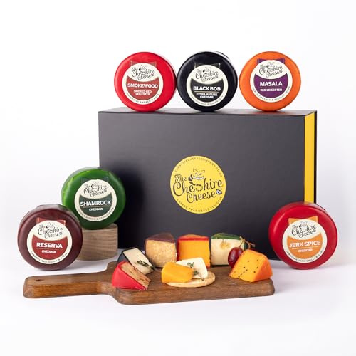 Cheshire Cheese Company | No.1 Cheese Selection Gift Box | Filled with 6 decadent Waxed Cheese Truckles in a Black Magnetic Gift Box | 6 x 200g Waxed Cheese Truckles