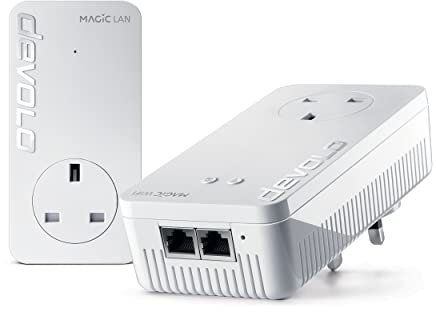 devolo Magic 2–2400 Wi-Fi 6: Powerline Starter Kit | 4k/ 8k UHD streaming | Stable home working (Up to 2400 Mbps powerline & 1800 Mbps Mesh WiFi 6, G.hn, 3x Gb LAN ports)