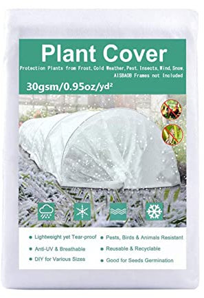 Grandi Telo per Piante Inverno Antigelo, Riutilizzabile Tessuto Non Tessuto per Piante Grandi, Vello da Giardino Panno Antigelo per Piante, Permeabile all'Acqua e Resistente ai Raggi UV, 30gsm