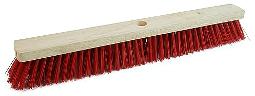 24 Red Stiff PVC Bristles Broom Head Indoor Outdoor Sweeping Brush