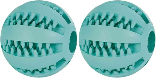 Trixie Baseball Menthe Denta Fun, Caoutchouc Naturel, ø 7 cm pour Chien -Masse Les gencives,Races Moyenne (Lot de 2)