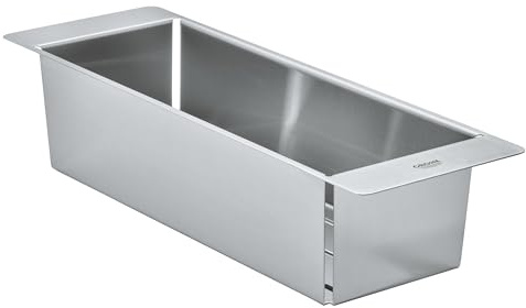GROHE Colador multifuncional, cesta escurridora para fregadero de cocina, dimensiones 450 x 150 x 100 mm, construcción de acero inoxidable, apto para lavavajillas, libre de corrosión, Supersteel,