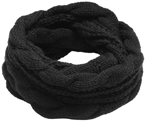 Women's Winter Infinity Scarf - Warm Knit Circle Loop Scarf for Cold Weather, Black, Medium