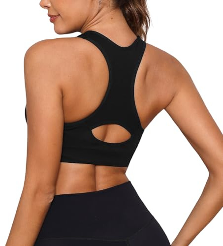 Sykooria Donna Reggiseno Sportivo Reggiseno da Allenamento Senza Ferretto Top Fitness Donna Palestra Imbottito per Ginnastica Yoga 341-Nero S