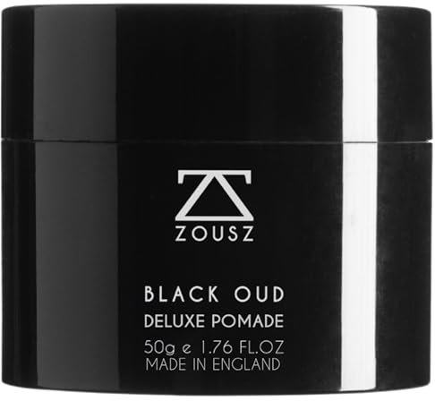 ZOUSZ Black Oud Deluxe Pomade per Uomo – Cera Capelli Uomo Forte con Finitura Lucida – Pomata per Styling Capelli con Aloe Vera, Olio di Ricino e Cocco – Controllo, Nutrimento e Eleganza – 47g