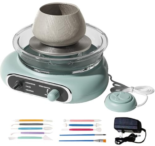 Mini Tour de potier pour Enfants et Adultes, kit Complet avec Outils, pédale, Plateau tournant électrique, kit de Bricolage en Argile céramique pour débutants, Usage Scolaire et Domestique
