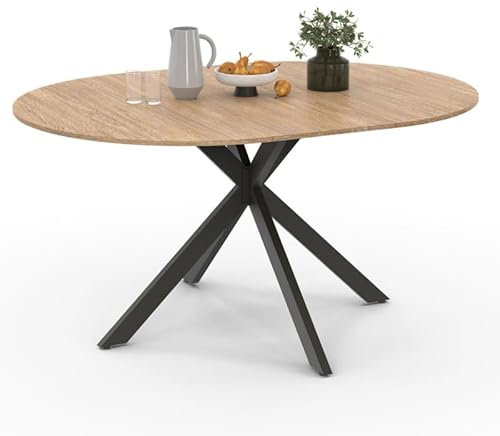 IDMarket - Tavolo da pranzo allungabile rotondo Alix 4-8 Persone piede ragno legno e nero 110-150 cm