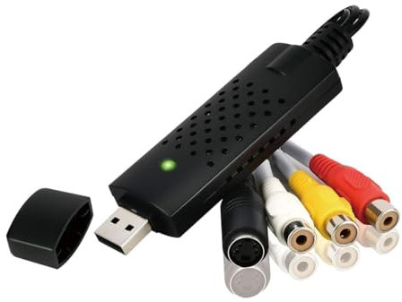 EuAcesry Convertidor de Captura de Vídeo USB, Conversor VHS a Digital, Capturadora de Video y Audio USB Convertidor, Desde Cualquier Fuente Analógica, Incluidos VCR, VHS, DVD