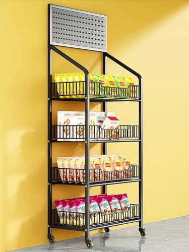 Carro dispensador de aperitivos resistente con ruedas, portátil, con ruedas, para venta al por menor, supermercados, dulces y patatas fritas