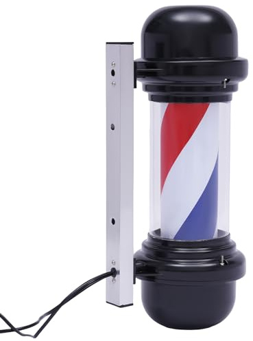 Haoxuesen Lámpara De Poste De Peluquería, Panel Luminoso LED Azul-Blanco-Rojo, Lámpara Rotativa Pole, Adecuado Salones De Peluquería, SPA, Terrazas, Restaurantes, Bares Cafetería Etc