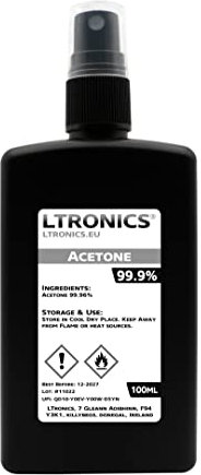 Acetone 99.96% High Purity, Solvent, Nail Polish Remover - 100ml Spray