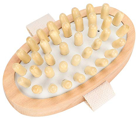 Shower Brush, Natur al Wood Anti Cellulite Massage Brush Dry Body Brush Scrubber, Hair Scalp Spa Bath Massage for Shower Spa Bath Massage