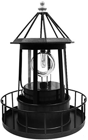 Hyuduo LED Solaire Tournant Phare Lumière Pilier Lumières Solaire Jardin Lumières Extérieur Jardin Décoration Lanterne pour Colonne Lampe Pelouse Lumière Mur Phare