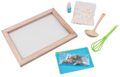 Hsthe Sea Kit per la creazione di Carta A5 Cornice per la creazione di Carta in Legno con pinzette Stampo per Fabbricazione di Carta con Fiori secchi in polpa per Artigianato Fai-da-Te