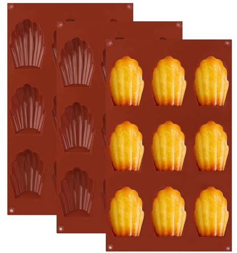 3 Stück Madeleine Backformen, Silikon Madeleine Backform, Madeleine Formen Silikon, BPA-frei, Einfache Freigabe, Muschelförmige Silikonformen für Madeleine, Kekse, Schokolade, Süßigkeiten, Pudding