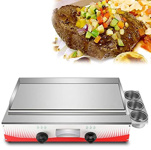 ZHJOPP Piastra a Gas propano Commerciale, Elite Kitchen Supply Grill Flat Top Grill Piastra da appoggio a propano con 2 fuochi, Temperatura Regolabile, Ristorante Cucina Campeggio BBQ (720)