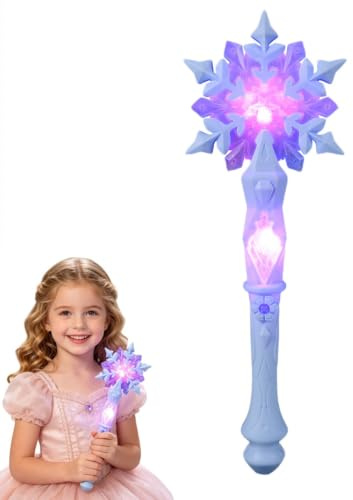 Kisangel Bacchetta magica per bambini con glitter, bacchetta luminosa per cosplay, feste, Halloween, Natale, compleanno (32 cm)