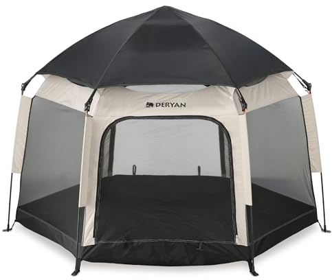 Deryan Up-To-Go Lit de voyage pop-up et boîte pour enfant, tente de plage portable pour bébés et tout-petits, pliable, avec matelas et sac de transport, 150 x 170 x 125 cm, sable