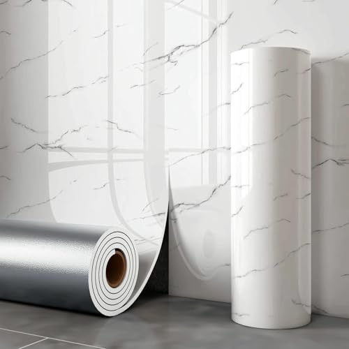 Papel tapiz Pegatina de pared autoadhesiva gruesa con efecto mármol o imitación cerámica para renovación de paredes papel pintado resistente al agua y al aceite para cocinas baños y lavabos color bl