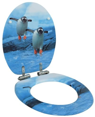 Genérico Tapa de váter WC de Cierre Suave MDF diseño de pingüinos