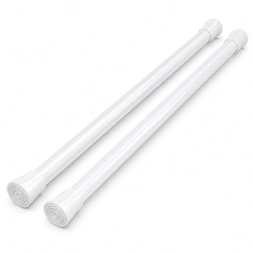 Barra de cortina telescópica para sujetar sin taladrar, 50-90 cm, color blanco, extensible, barra de sujeción de 25 mm de diámetro, barra de ducha sin taladrar para ventanas, marcos de puertas de baño
