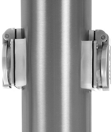 Jardinion Columna de enchufes con 2 tomas, acero inoxidable, antioxidante, alimentación, jardín, exterior Columna de energía plateada de 7,6 x 11,8 x 30 cm