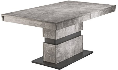 byLIVING Esszimmertisch MATTHEW / Küchen-Tisch 160 cm mit Auszugsfunktion auf 215 cm / Auszugstisch Beton-Optik grau / Esstisch ausziehbar mit Einlegeplatte / B 160-215, H 75, T 90 cm