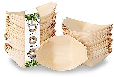 BIOZOYG 1000x barquette alimentaire jetable en bois 8 cm - bol jetable naturelle et moderne - barquette frite, bol aperitif