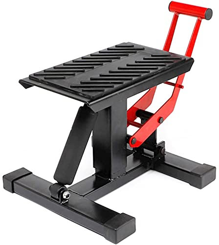Caballete Tipo Soporte Elevador de Motocross con sistema hidraulico, para Enduro y Moto de Campo. Plataforma Tipo Peana Universal para Reparación y Estacionamiento, 150KG