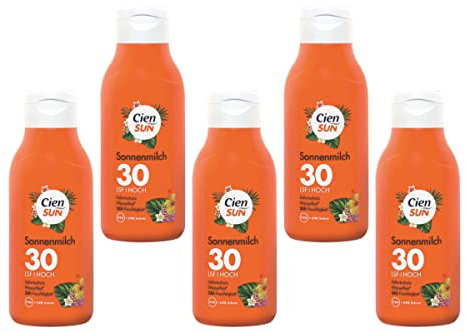 5 x Cien Sonnenmilch LSF 30 Sonnenschutz Vegan 250 ml UVB UVA Schutz