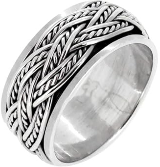 Treasure Bay MENS 10MM Wide Celtic Knot Braid 925 Sterling Silver Spinner/Spinning/Spin Band Ring Size: (Z+2)