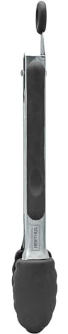 NERTHUS FIH 1362 Pinzas de Cocina en Acero Inoxidable y Silicona, Resistentes al Calor, Fáciles de Limpiar, Ahorran Espacio, Tamaño 26cm para Barbacoa y Cocina