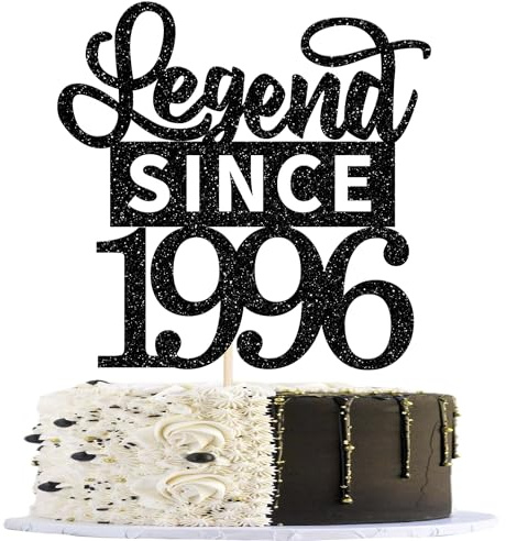 1 Stück Aufschrift Legend Since 1996 Tortendeko Glitter Alles Gute zum Geburtstag 30. Kuchen Deko für 30 Fabulous Prost auf 30th Geburtstag Jahrestag Party Kuchen Dekorationen Schwarz