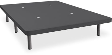 amuéblate Online - Base Tapizada 3D con Estructura Extra Resistente y Barras Transversales de Refuerzo, Gran Estabilidad, 6 Patas metálicas roscadas de 25cm, 105 x 190, Gris Oscuro
