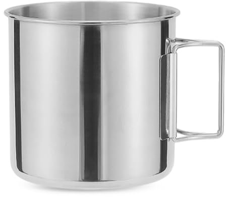Jingyingtt Faltbarer Campingbecher for den Außenbereich mit Henkel, Edelstahl, for Bier, Whisky, Kaffee, Tee, Milchbecher, Wasserbecher, Rucksack for Zuhause
