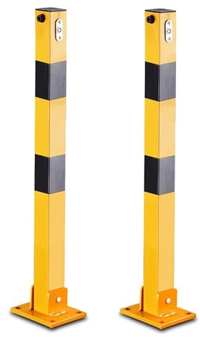 Barrera de estacionamiento plegable para entrada, poste de tope de garaje de 27.6 pulgadas, bloqueo de bolardo de seguridad, paquete de 4 bloqueadores de espacio de estacionamiento para mayor